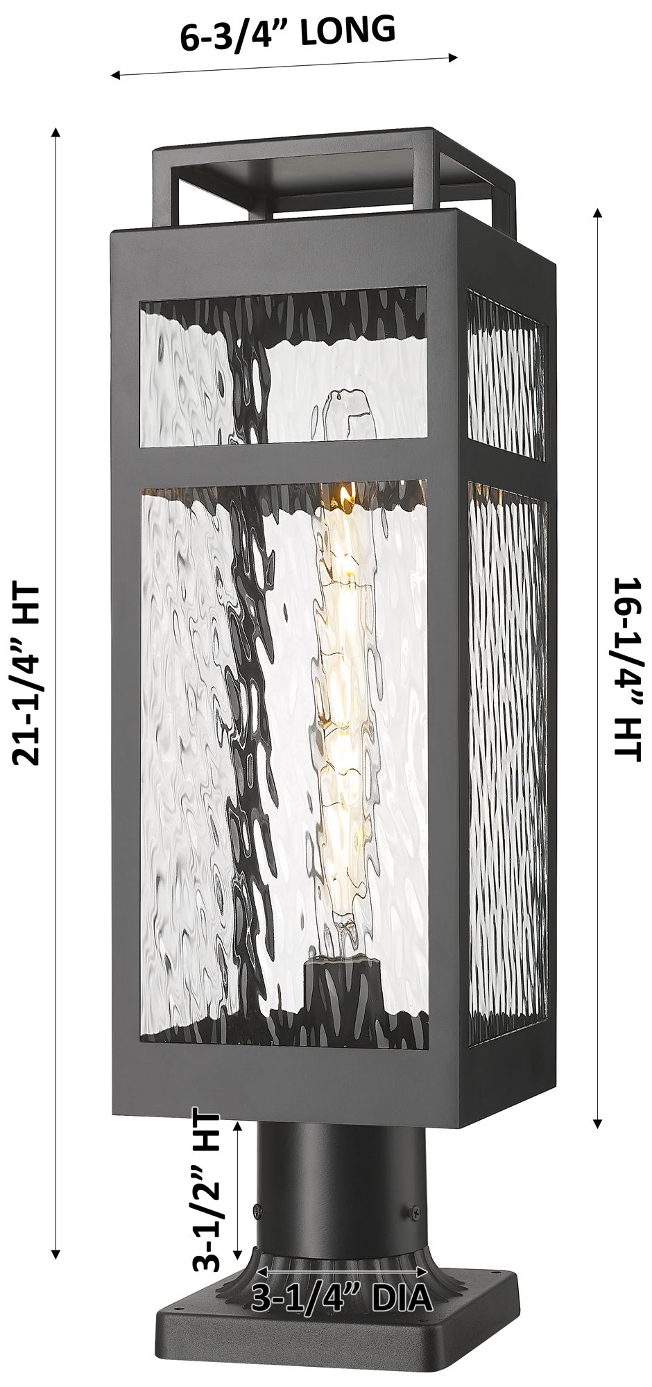 Image 5 Ridgeway 7" Matte Black Outdoor Lantern Post Light With Water Glass more views