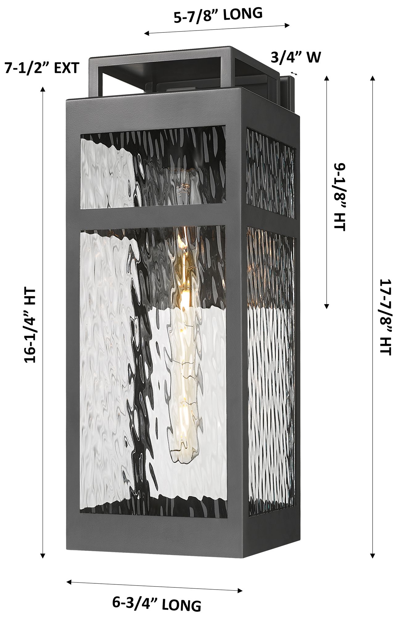 Image 5 Ridgeway 8" Matte Black Coastal Outdoor Sconce With Water Glass more views