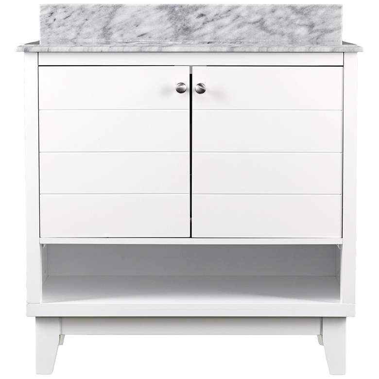 Image 1 Ridglea 34" Wide White and Gray Wood Single Sink Vanity