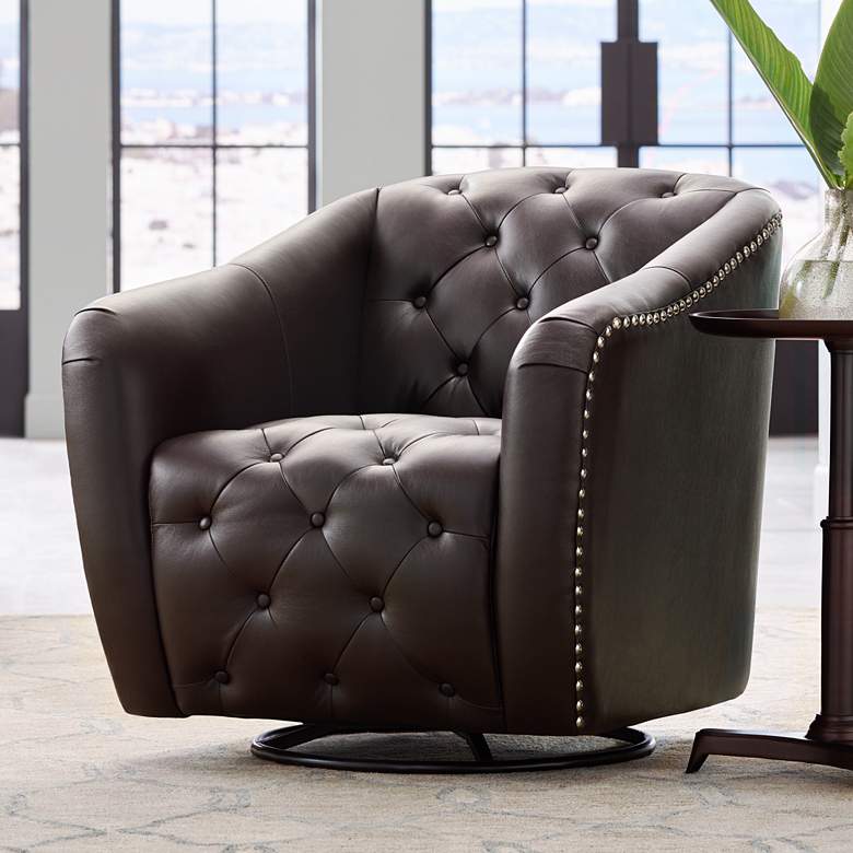 Image 1 Ridley Faux Leather Swivel Accent Chair