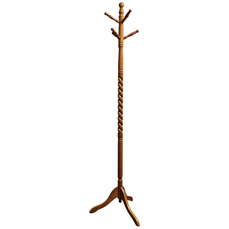 Image 1 Riggio Twist 71 1/2" High Natural Oak Wood Coat Rack