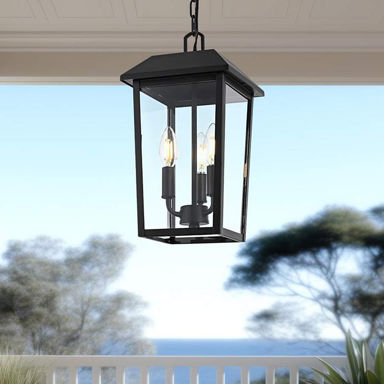 Image 3 Riggs 15" High Black 3-Light Outdoor Hanging Light more views