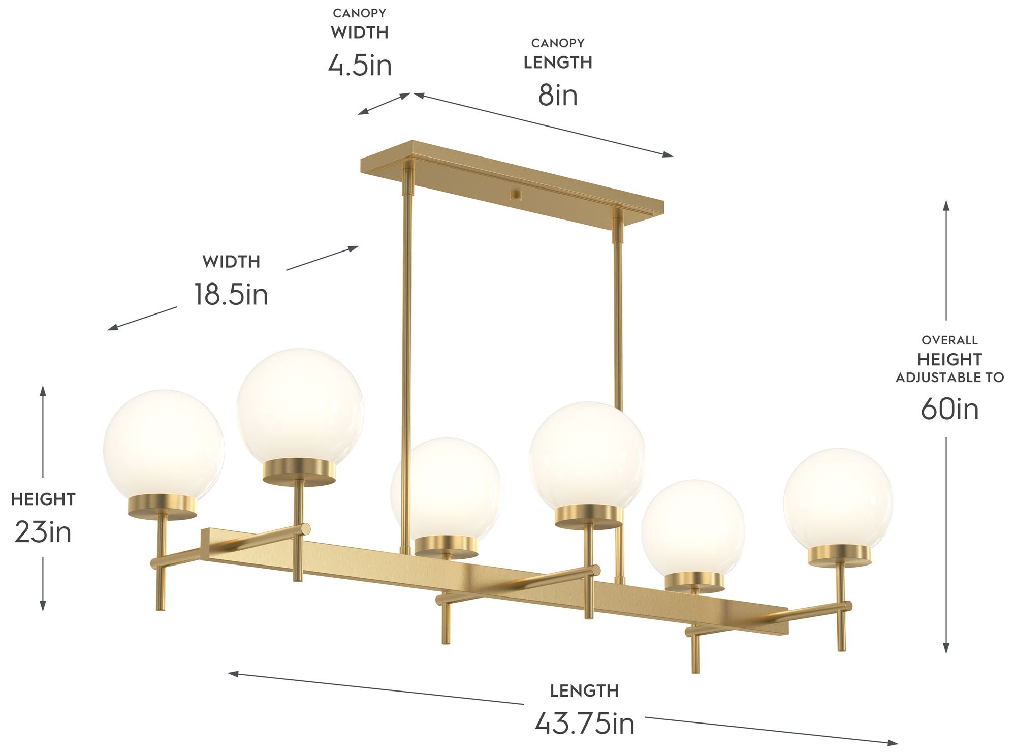 Image 5 Rigsby Six-Light  Linear Chandelier more views