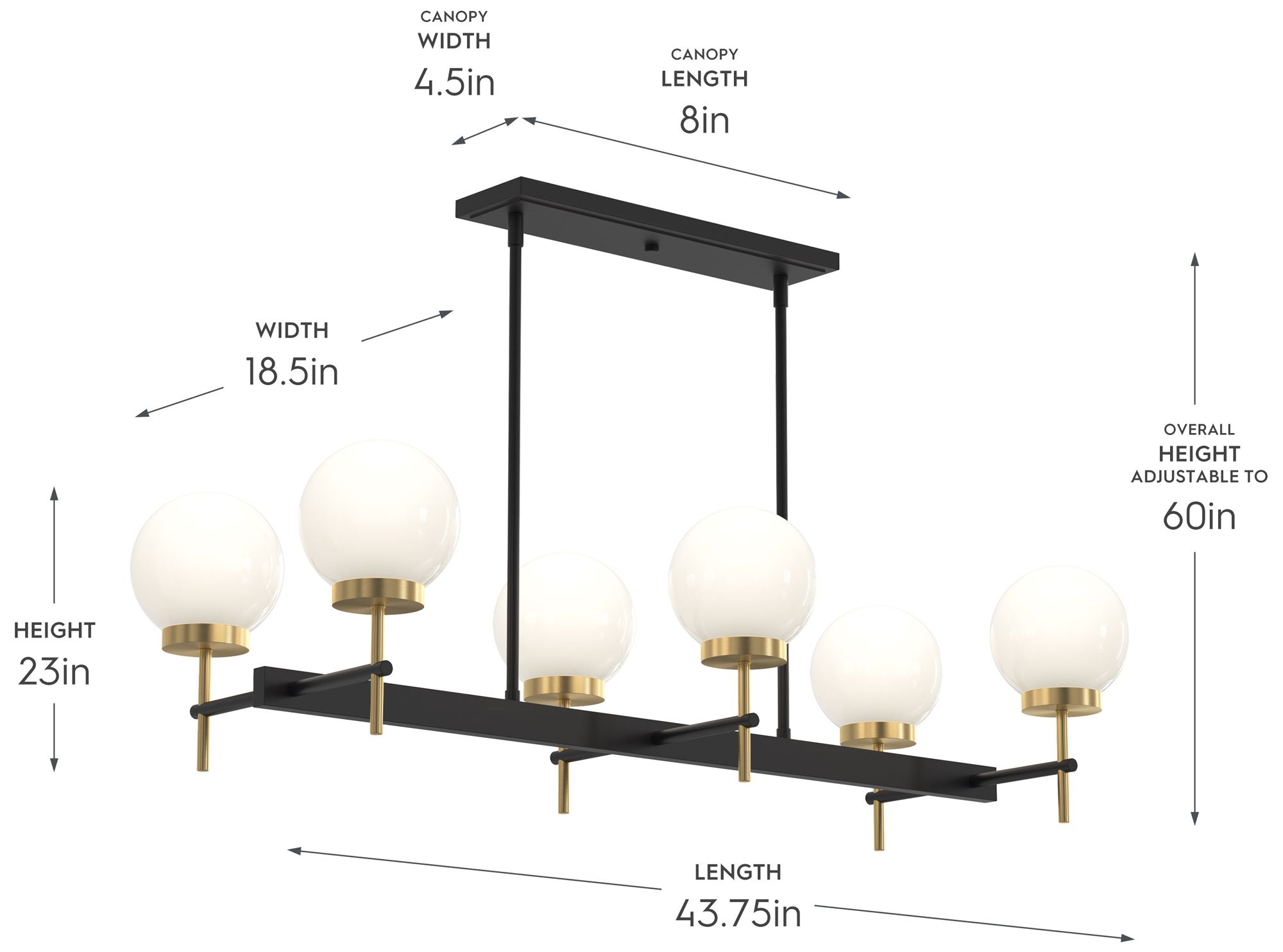 Image 5 Rigsby Six-Light  Linear Chandelier more views