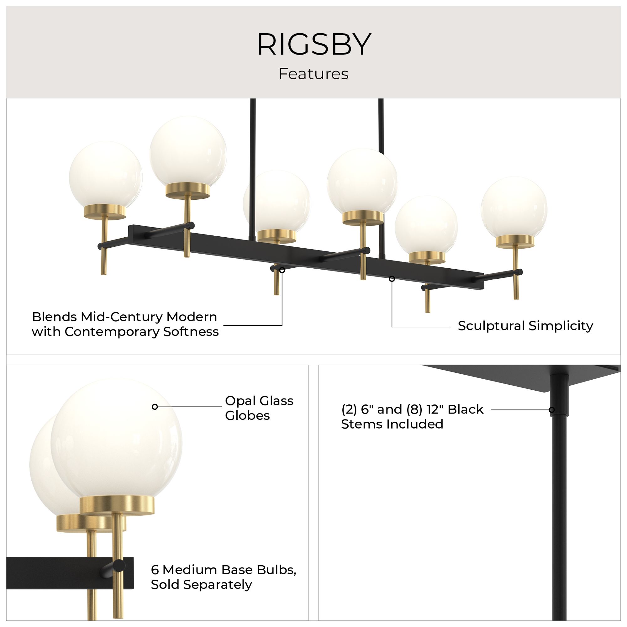 Rigsby Six-Light  Linear Chandelier