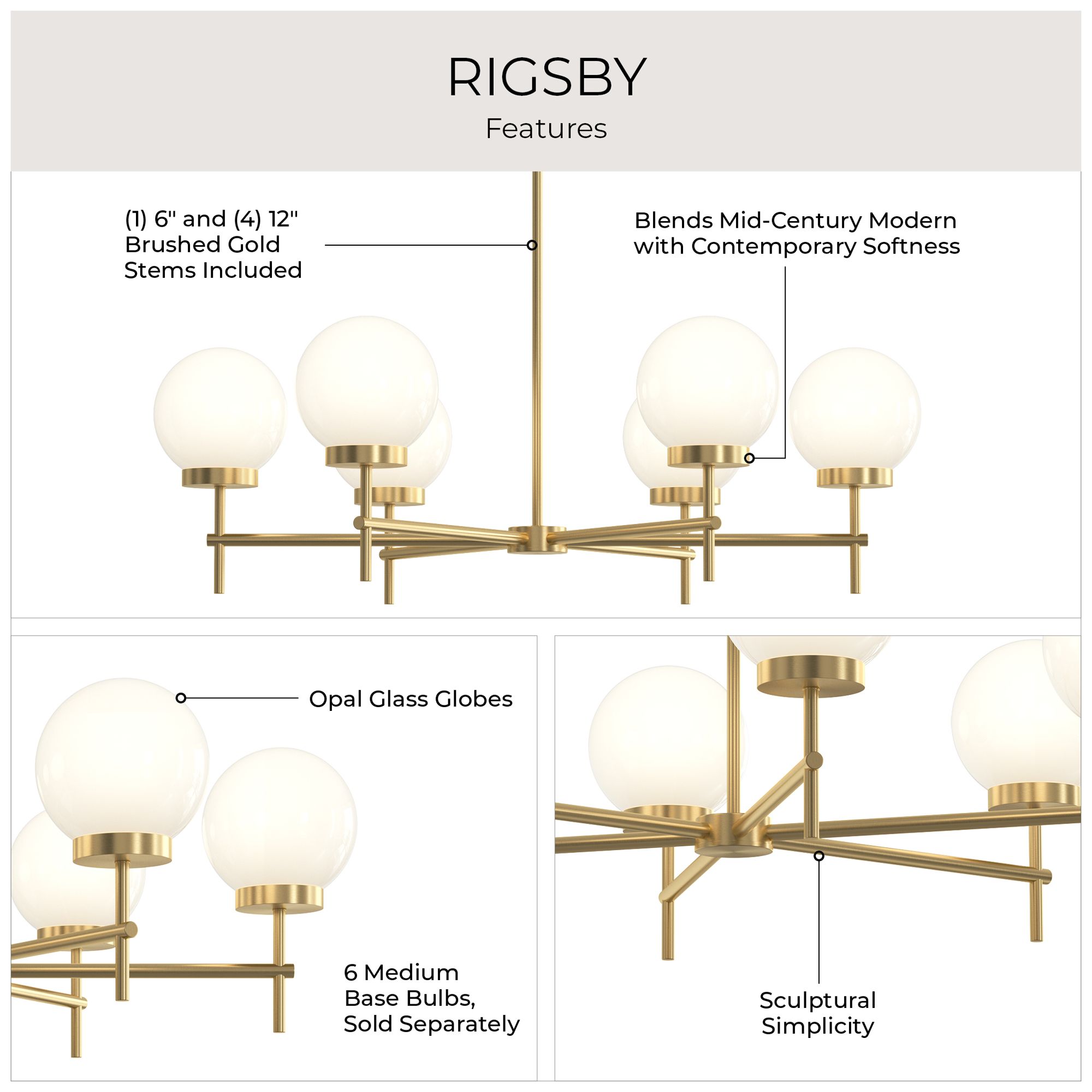 Rigsby Six-Light  Medium Chandelier