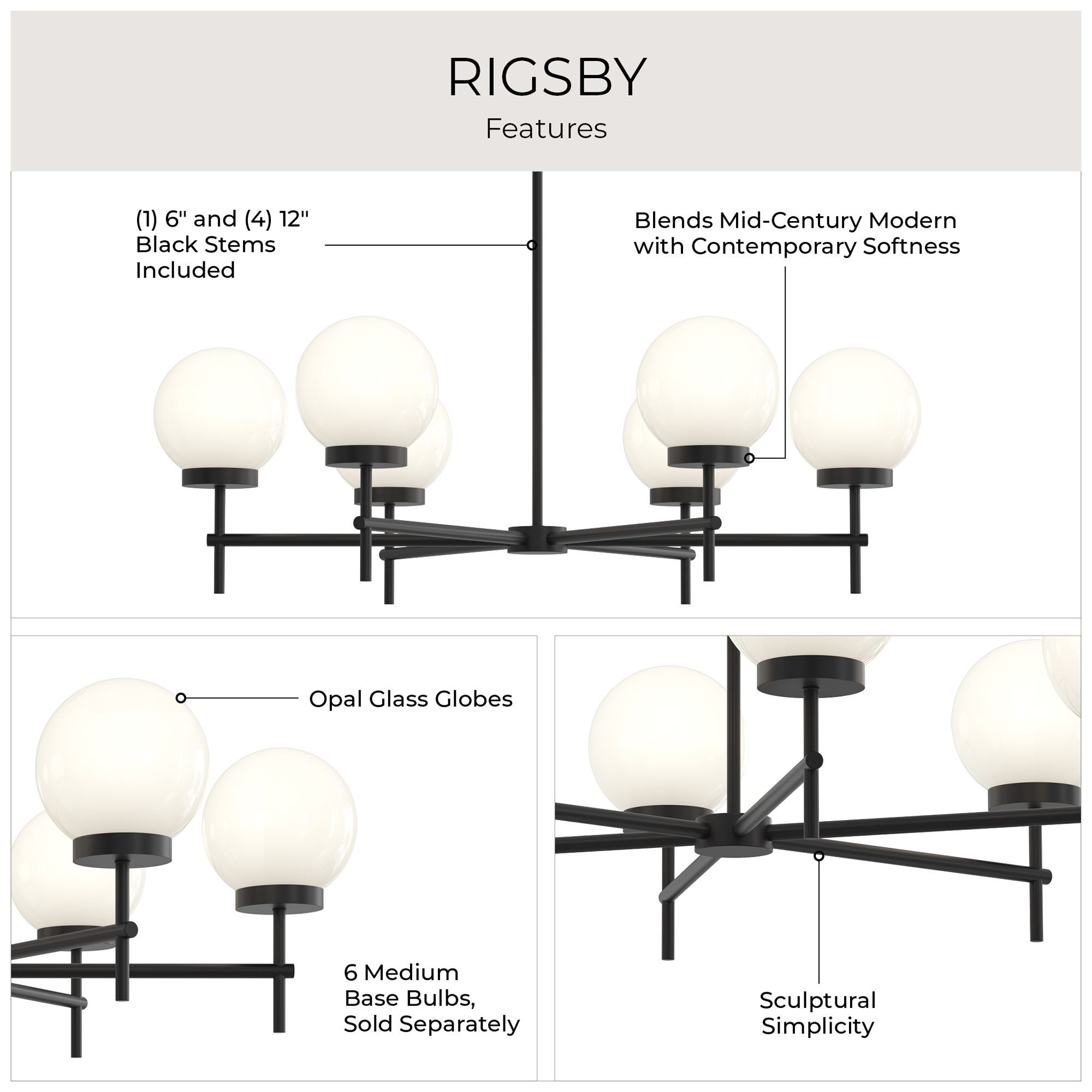 Rigsby Six-Light  Medium Chandelier