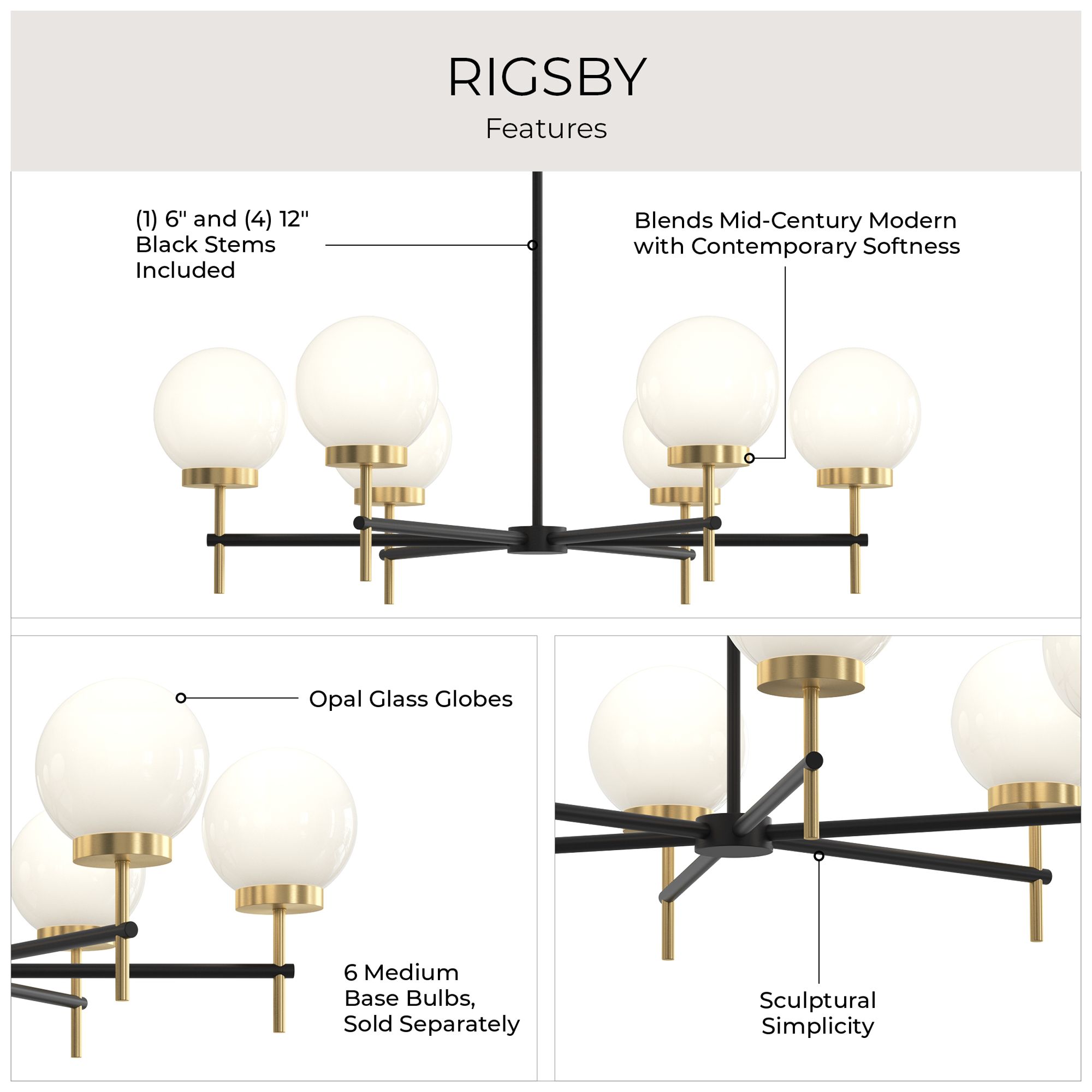 Rigsby Six-Light  Medium Chandelier