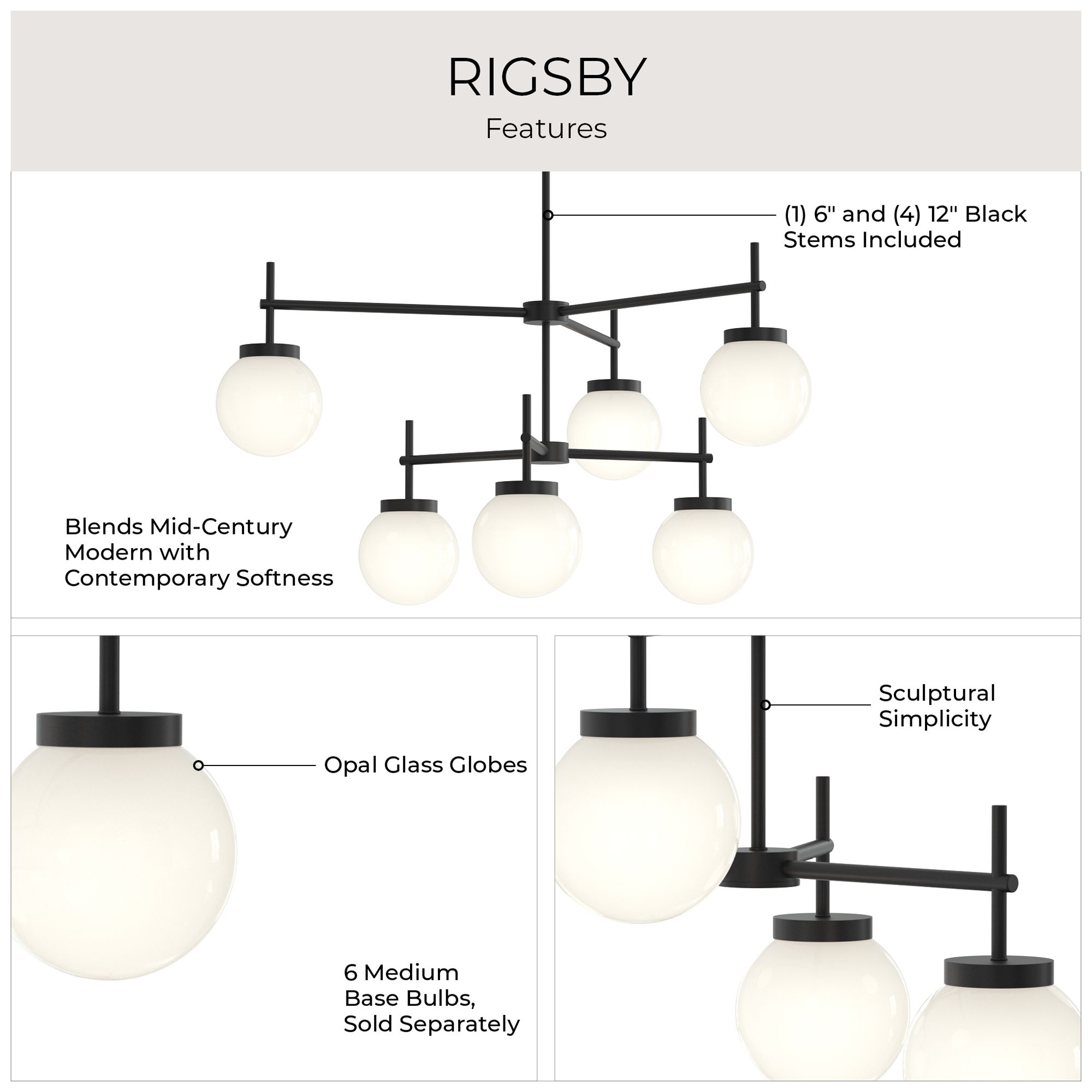 Rigsby Six-Light  Two-Tier Chandelier