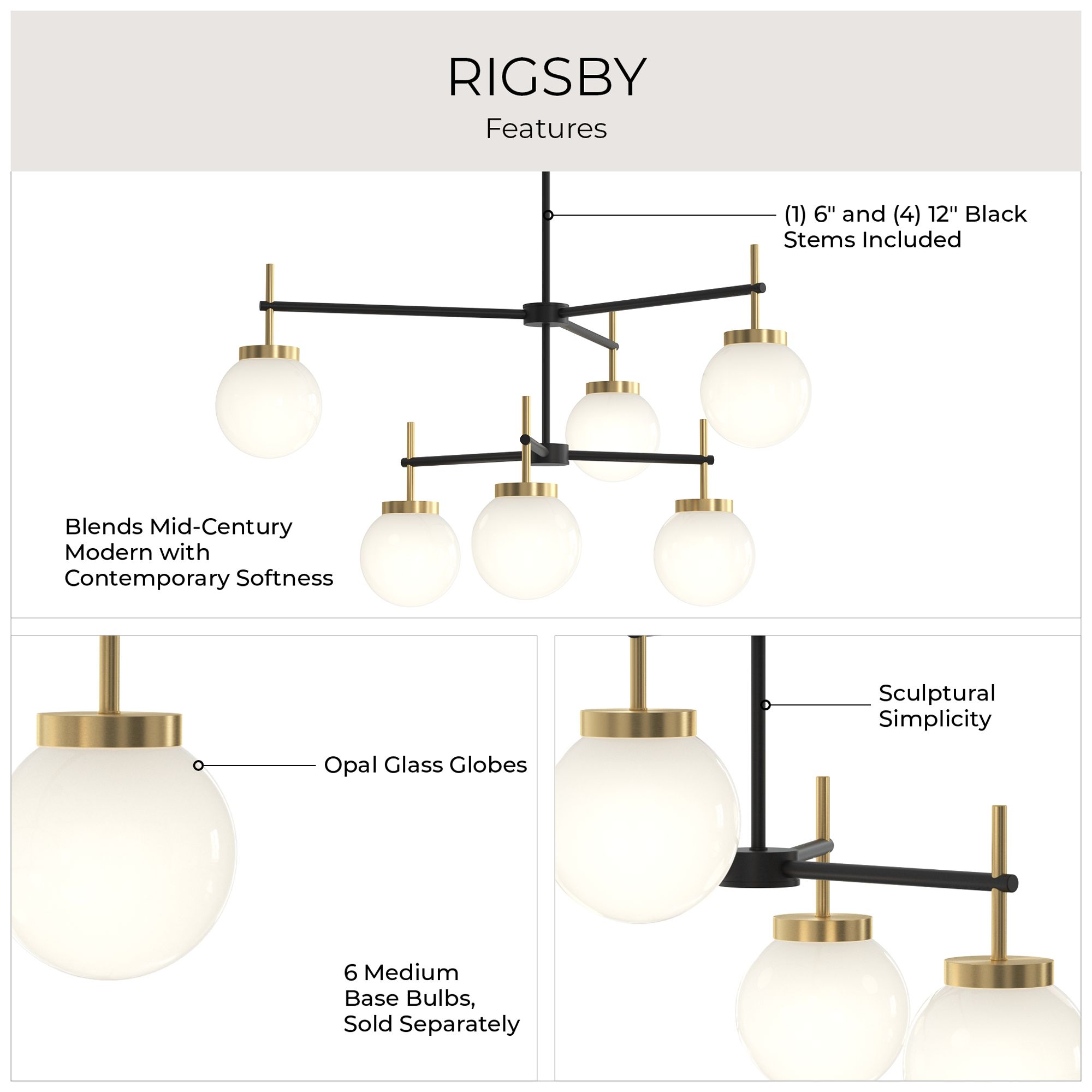 Rigsby Six-Light  Two-Tier Chandelier