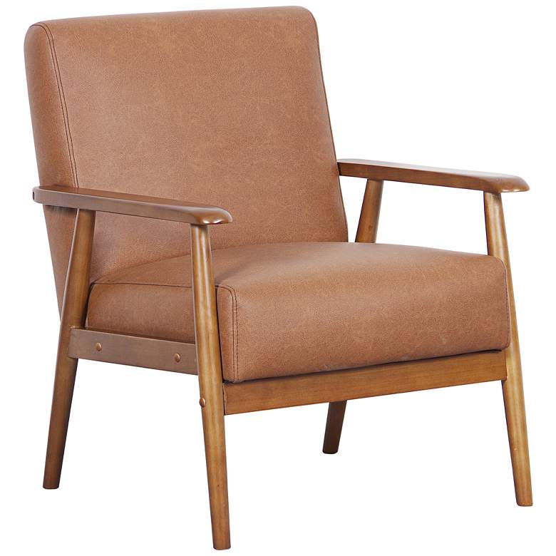 Image 1 Rikker Lummus Cognac Faux Leather Accent Chair