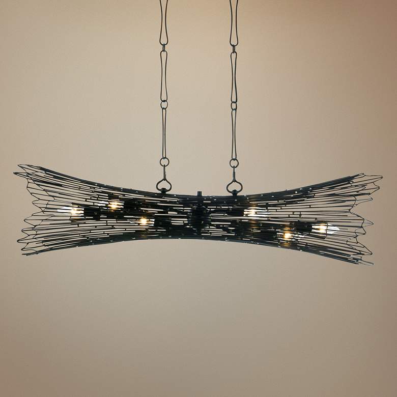 Image 1 Rikki 40"W Carbon and Aged Gold Kitchen Island Light Pendant