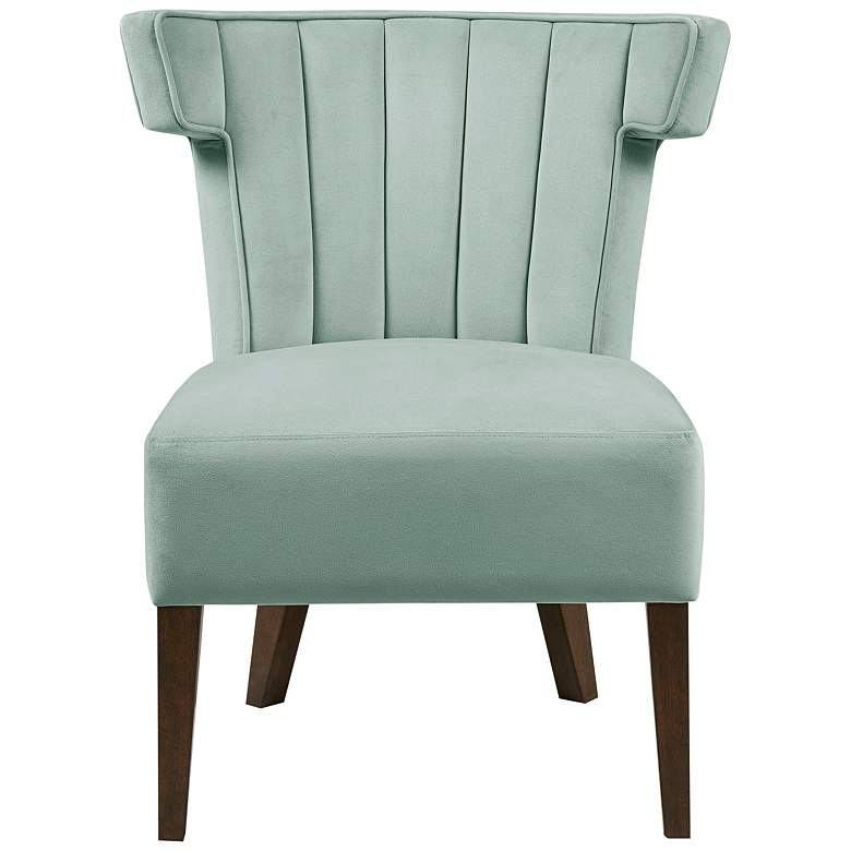 Image 2 Rile Light Blue Velvet Fabric Tufted Accent Lounge Chair