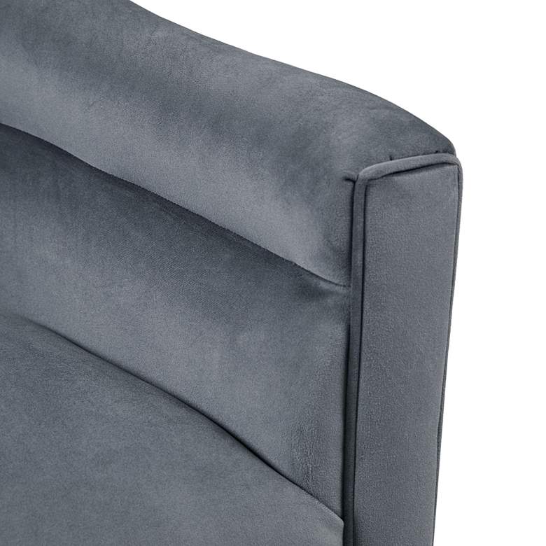 Image 3 Rileigh Gray Velvet Fabric Barrel Swivel Accent Chair more views