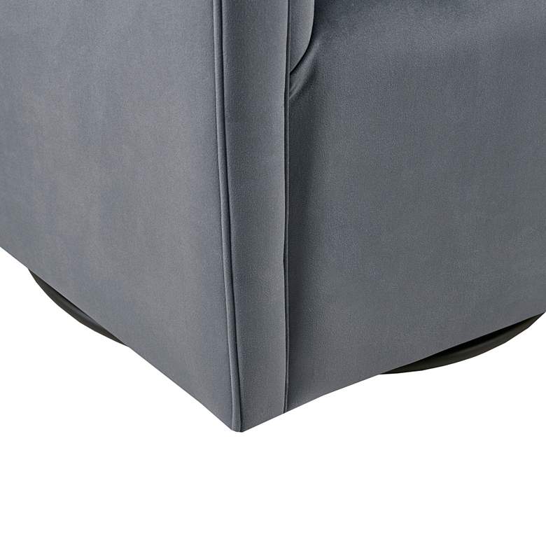 Image 4 Rileigh Gray Velvet Fabric Barrel Swivel Accent Chair more views