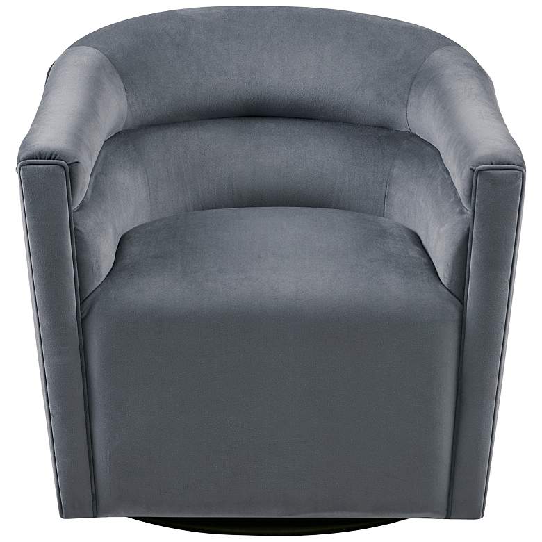 Image 6 Rileigh Gray Velvet Fabric Barrel Swivel Accent Chair more views