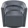 Rileigh Gray Velvet Fabric Barrel Swivel Accent Chair
