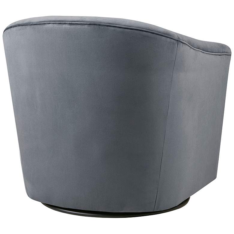 Image 7 Rileigh Gray Velvet Fabric Barrel Swivel Accent Chair more views