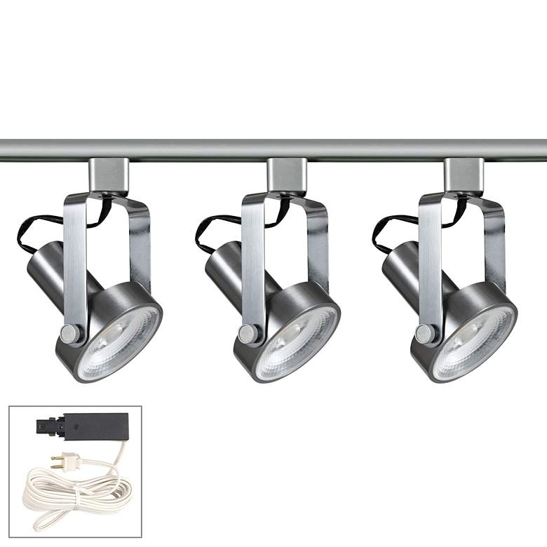 Image 1 Riley 20W 3-Light Brushed Steel LED Plug-In Linear Track Kit