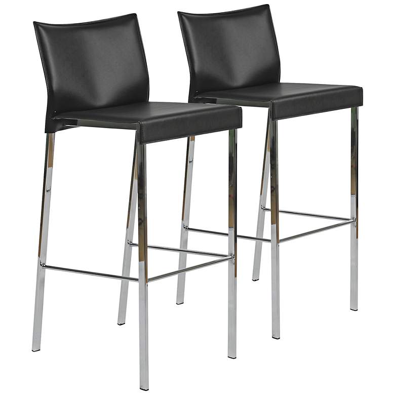 Image 1 Riley Black Bonded Leather Bar Height Chair Set of 2
