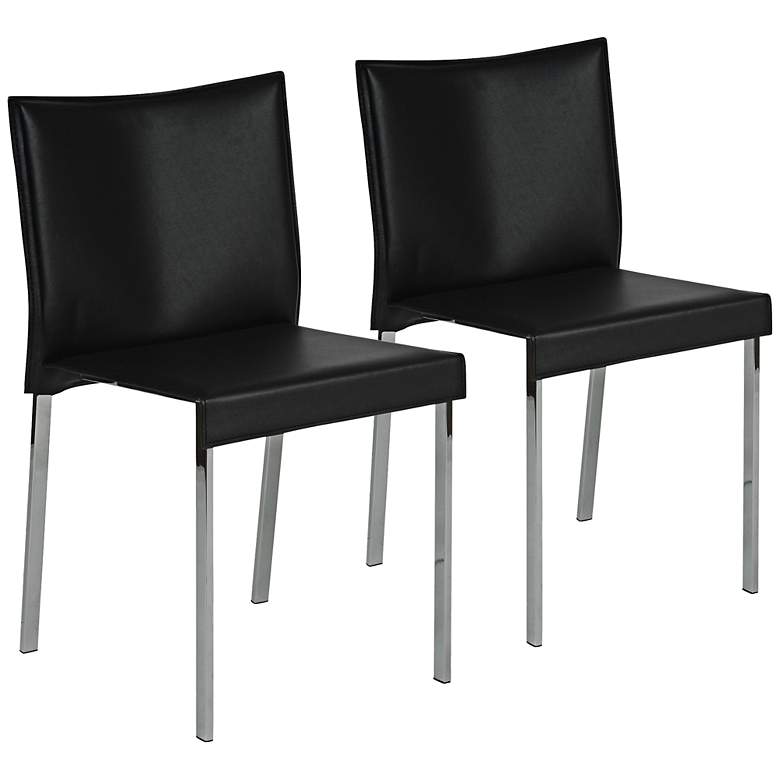 Image 1 Riley Black Bonded Leather Side Chair Set of 2
