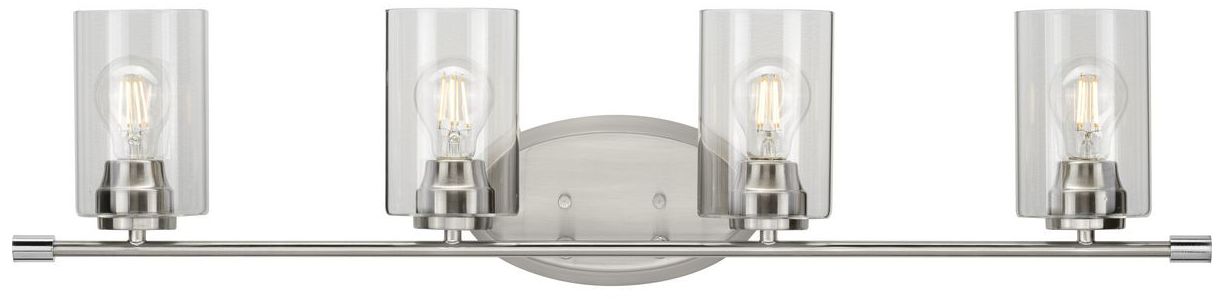 Riley Collection Four-Light Clear Glass Modern Bath Vanity Light