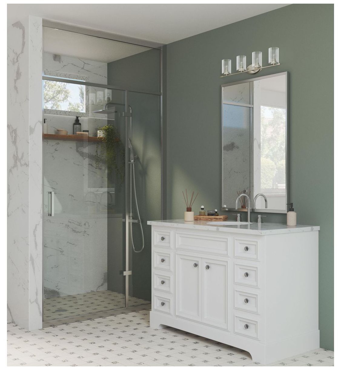 Image 2 Riley Collection Four-Light Clear Glass Modern Bath Vanity Light more views
