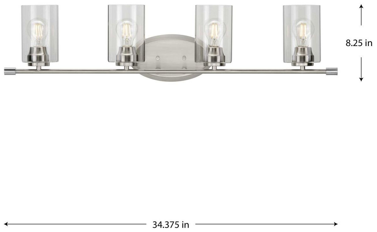 Image 4 Riley Collection Four-Light Clear Glass Modern Bath Vanity Light more views