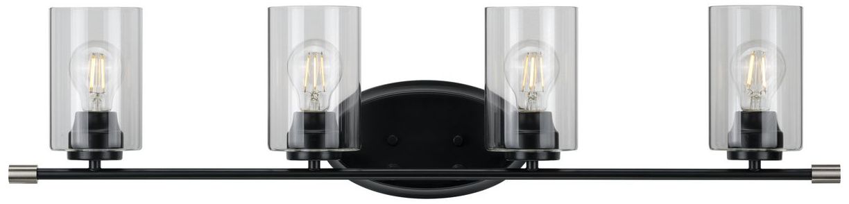 Riley Collection Four-Light Clear Glass Modern Bath Vanity Light