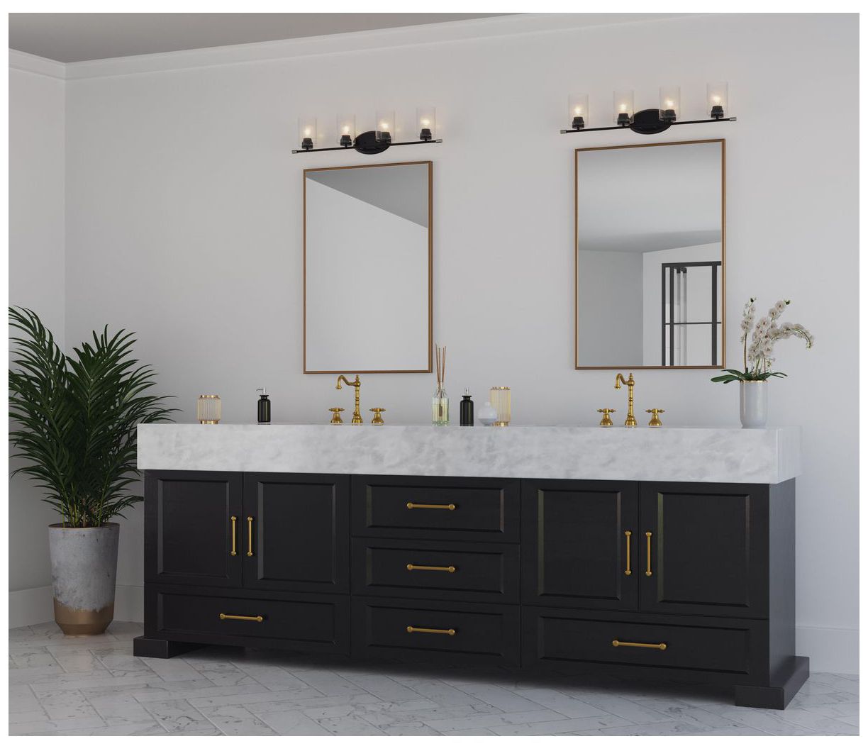 Image 2 Riley Collection Four-Light Clear Glass Modern Bath Vanity Light more views