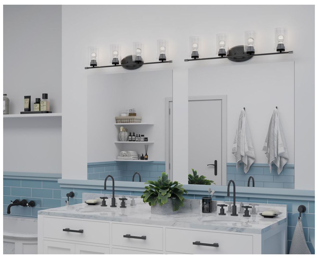 Image 3 Riley Collection Four-Light Clear Glass Modern Bath Vanity Light more views