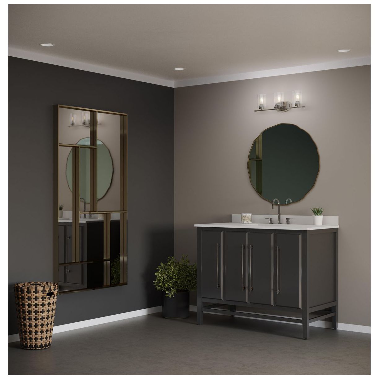 Image 2 Riley Collection Three-Light Clear Glass Modern Bath Vanity Light more views