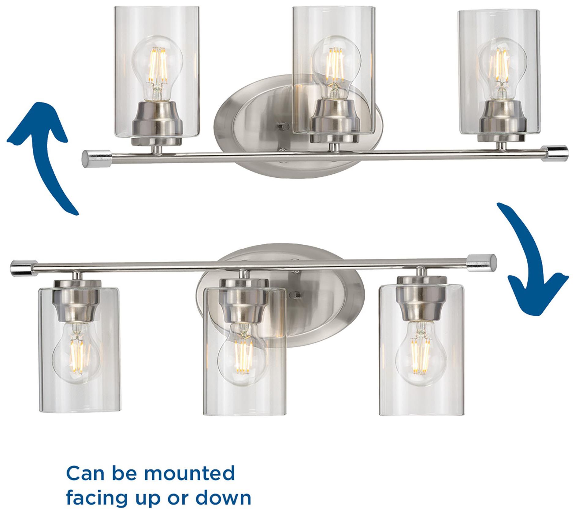 Image 3 Riley Collection Three-Light Clear Glass Modern Bath Vanity Light more views