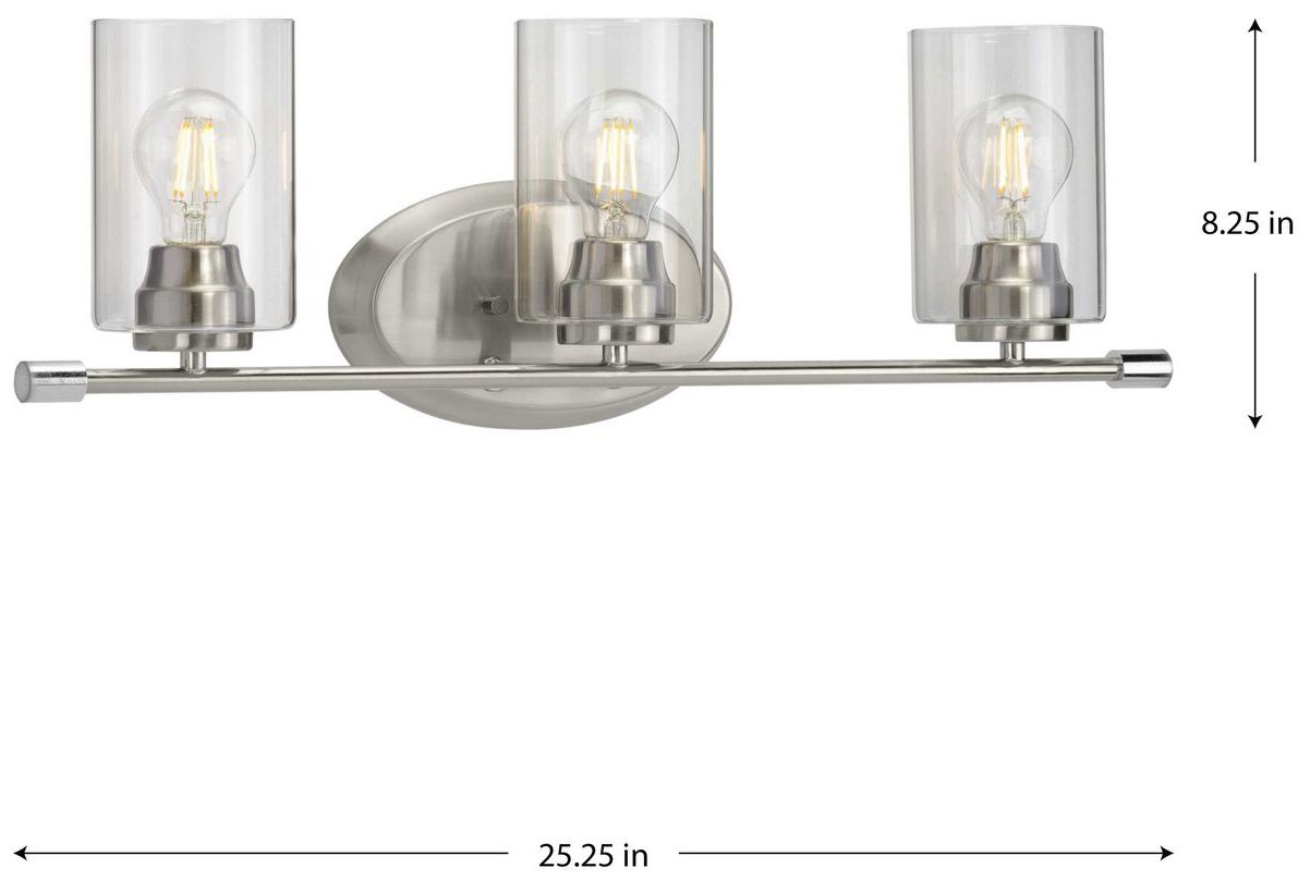 Image 4 Riley Collection Three-Light Clear Glass Modern Bath Vanity Light more views