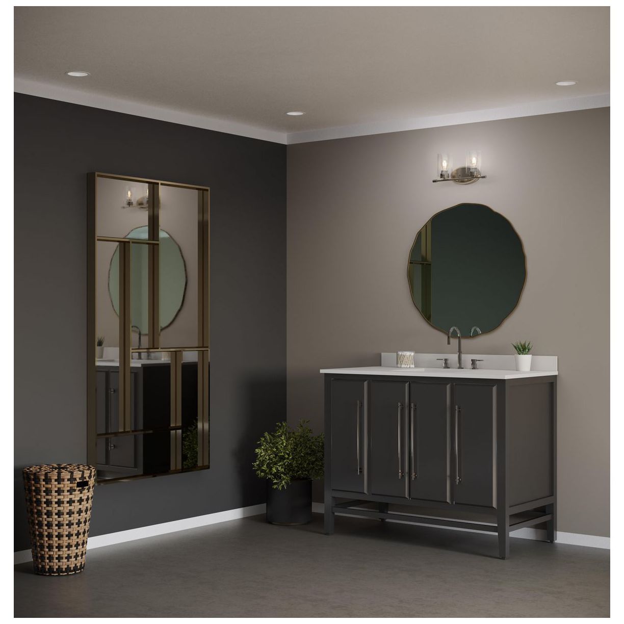 Image 2 Riley Collection Two-Light Clear Glass Modern Bath Vanity Light more views
