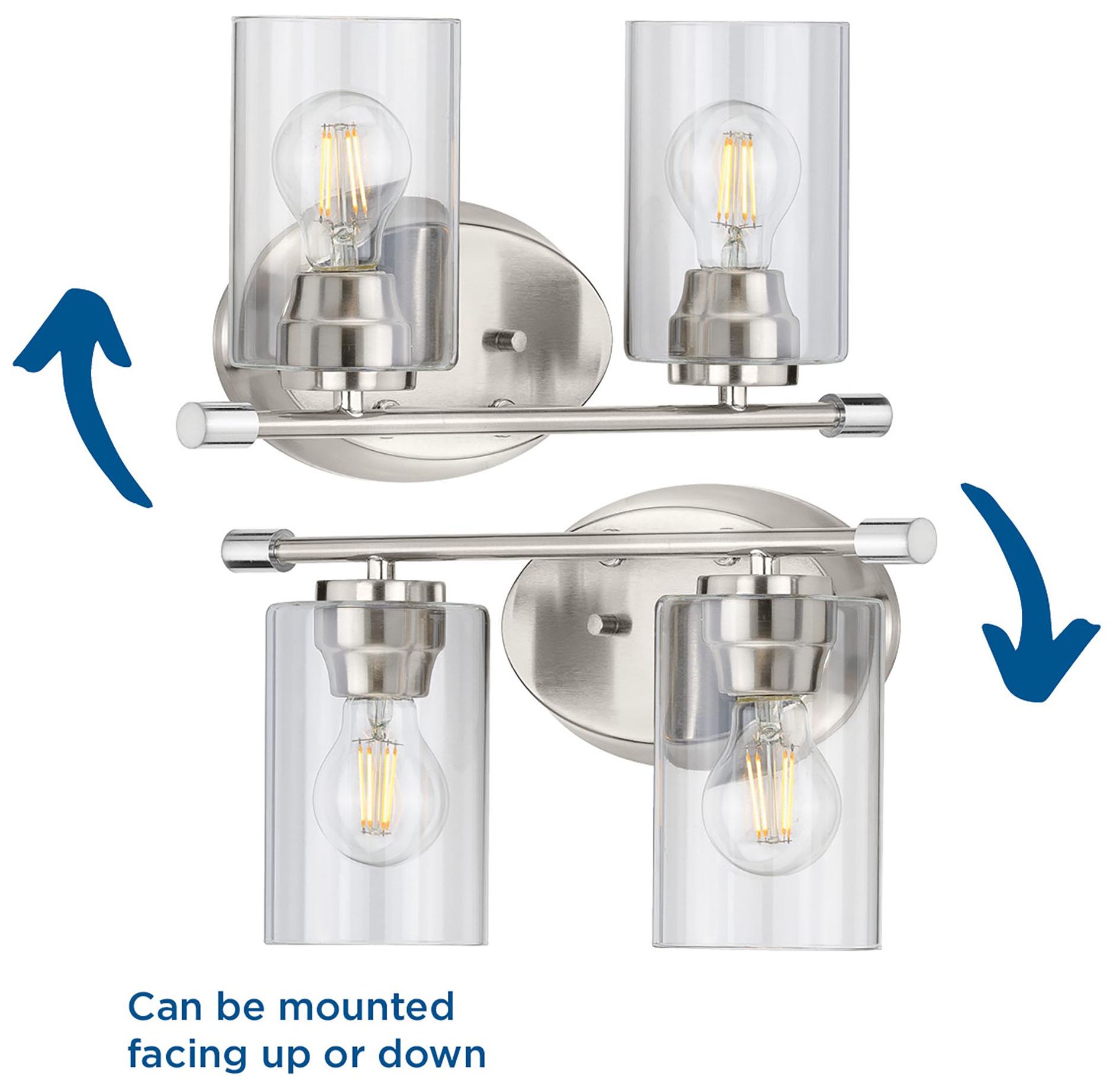 Image 3 Riley Collection Two-Light Clear Glass Modern Bath Vanity Light more views