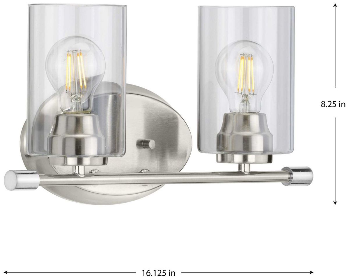 Image 4 Riley Collection Two-Light Clear Glass Modern Bath Vanity Light more views