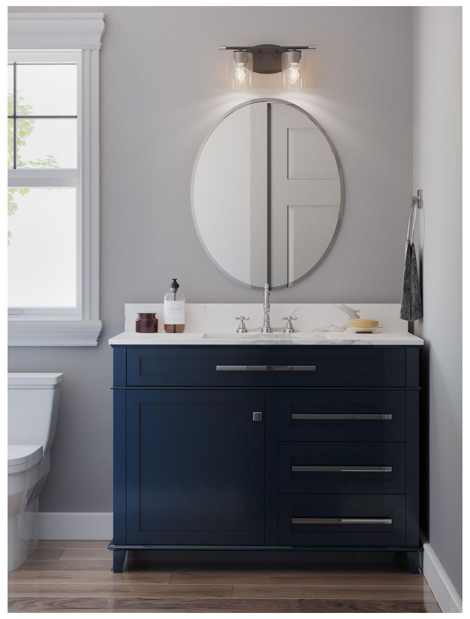 Image 2 Riley Collection Two-Light Clear Glass Modern Bath Vanity Light more views