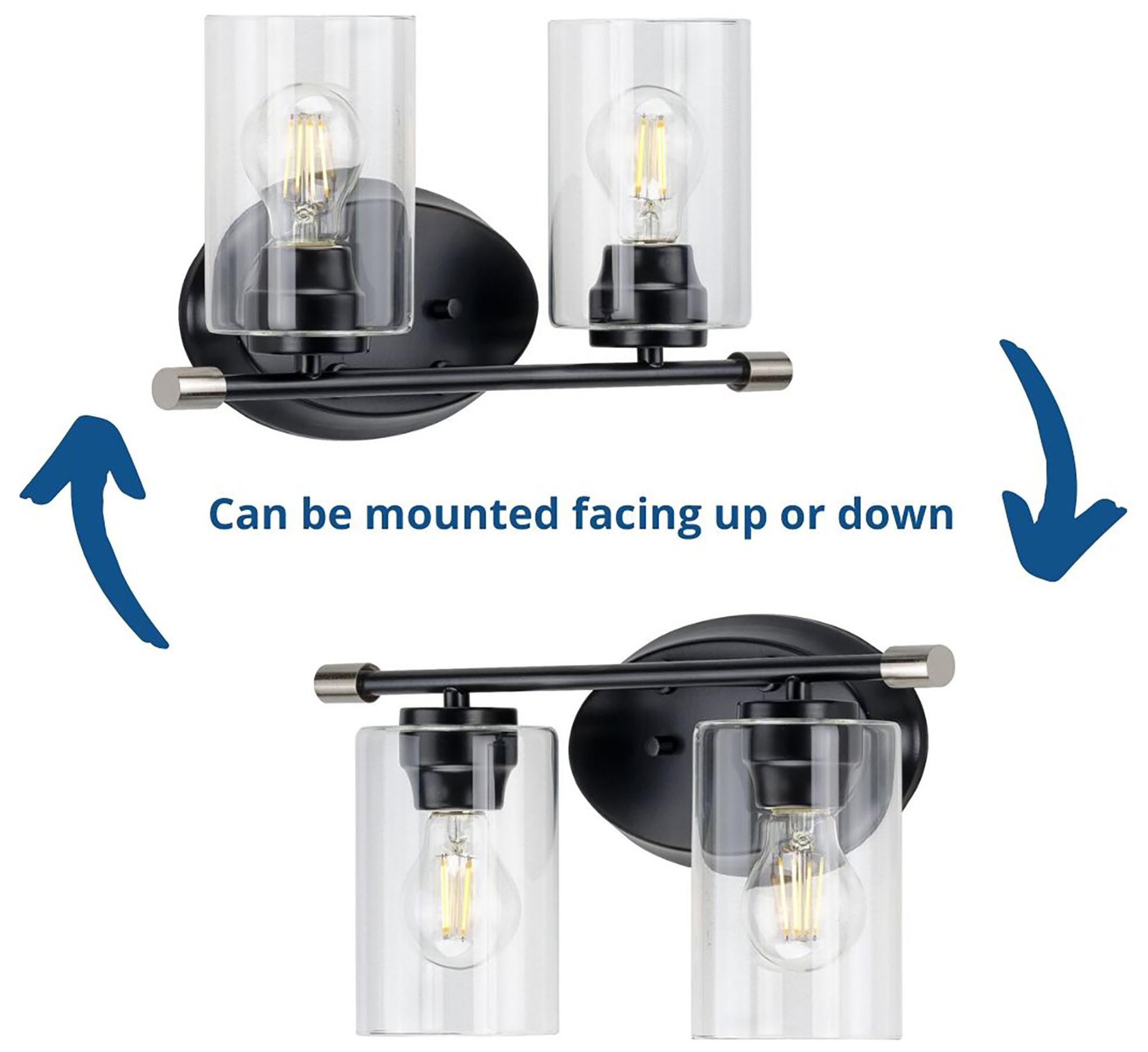 Image 3 Riley Collection Two-Light Clear Glass Modern Bath Vanity Light more views