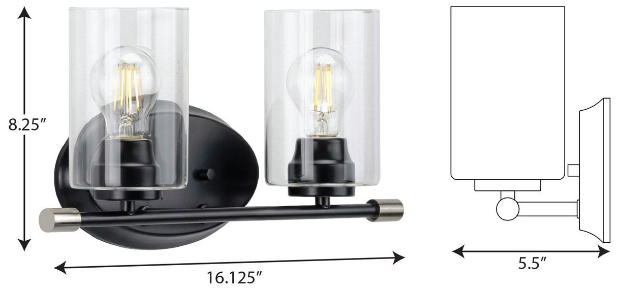 Image 4 Riley Collection Two-Light Clear Glass Modern Bath Vanity Light more views