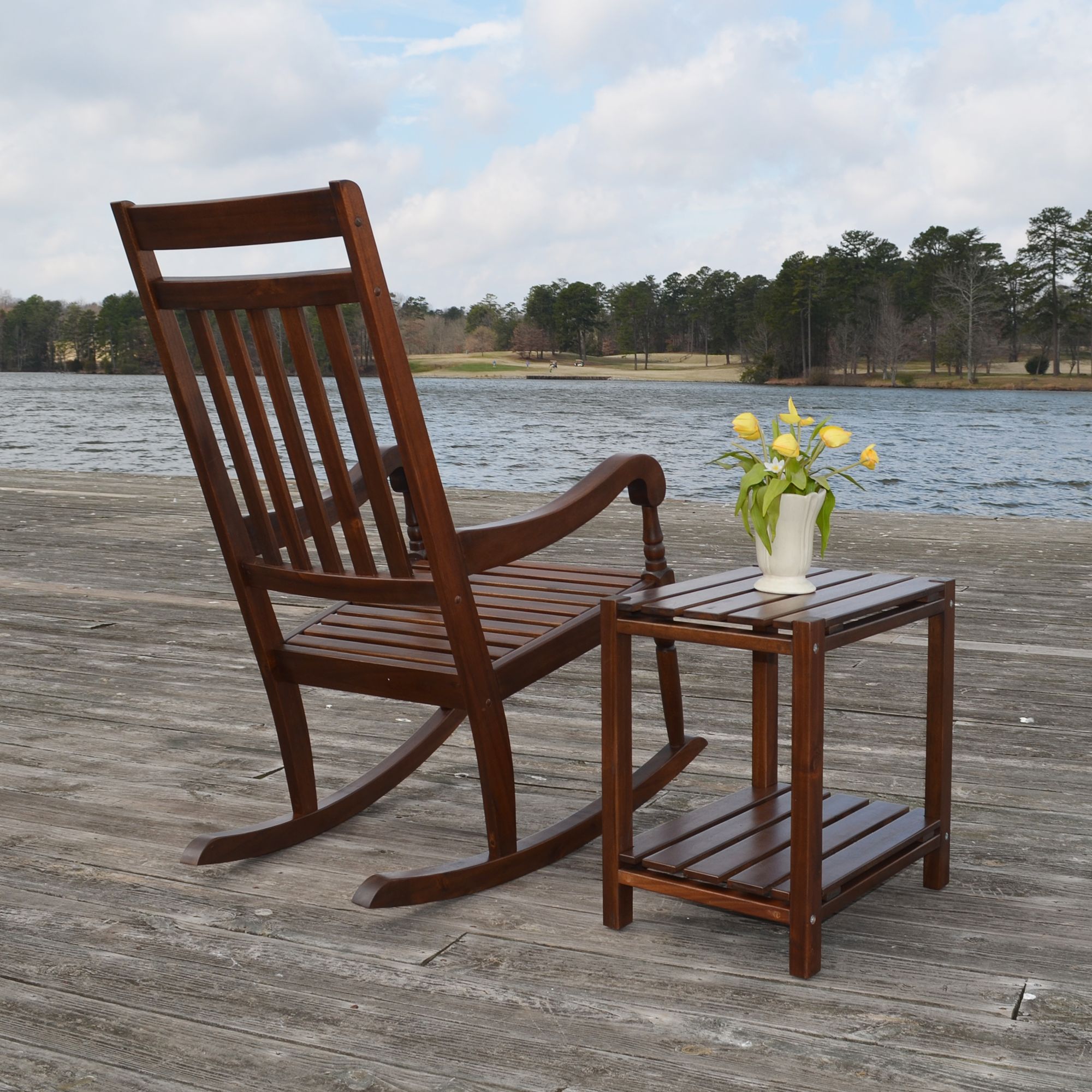 Image 4 Riley Elm Wood Slat Rocking Chair more views