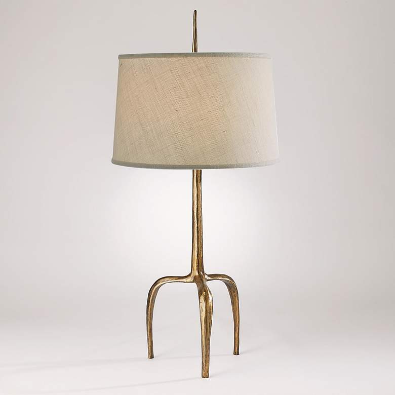 Image 1 Riley Gold Leaf Iron Tripod Table Lamp