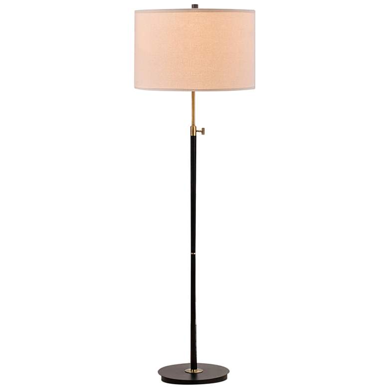 Image 1 Riley Matte Black and Antique Brass Adjustable Floor Lamp