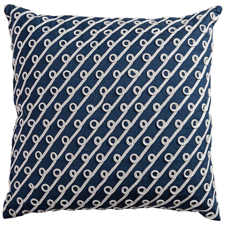 Image 1 Riley Navy and White Diagonal Swoops 20 inchW Throw Pillow