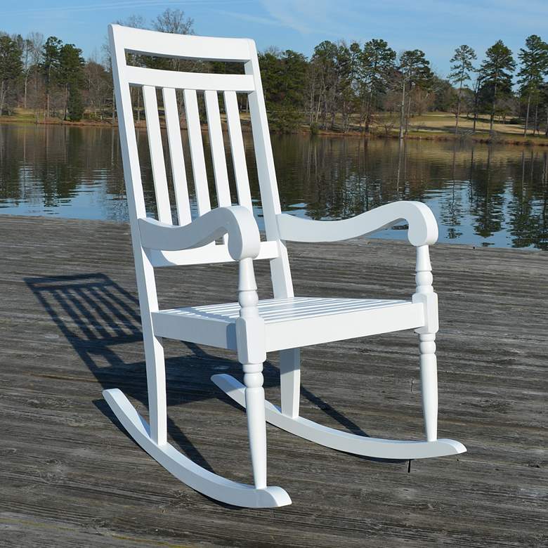 Image 1 Riley White Wood Slat Rocking Chair