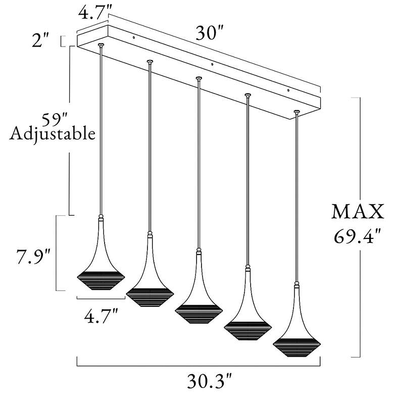 Image 2 Rilistenica 5-Light LED Acrylic Island Pendant Light more views