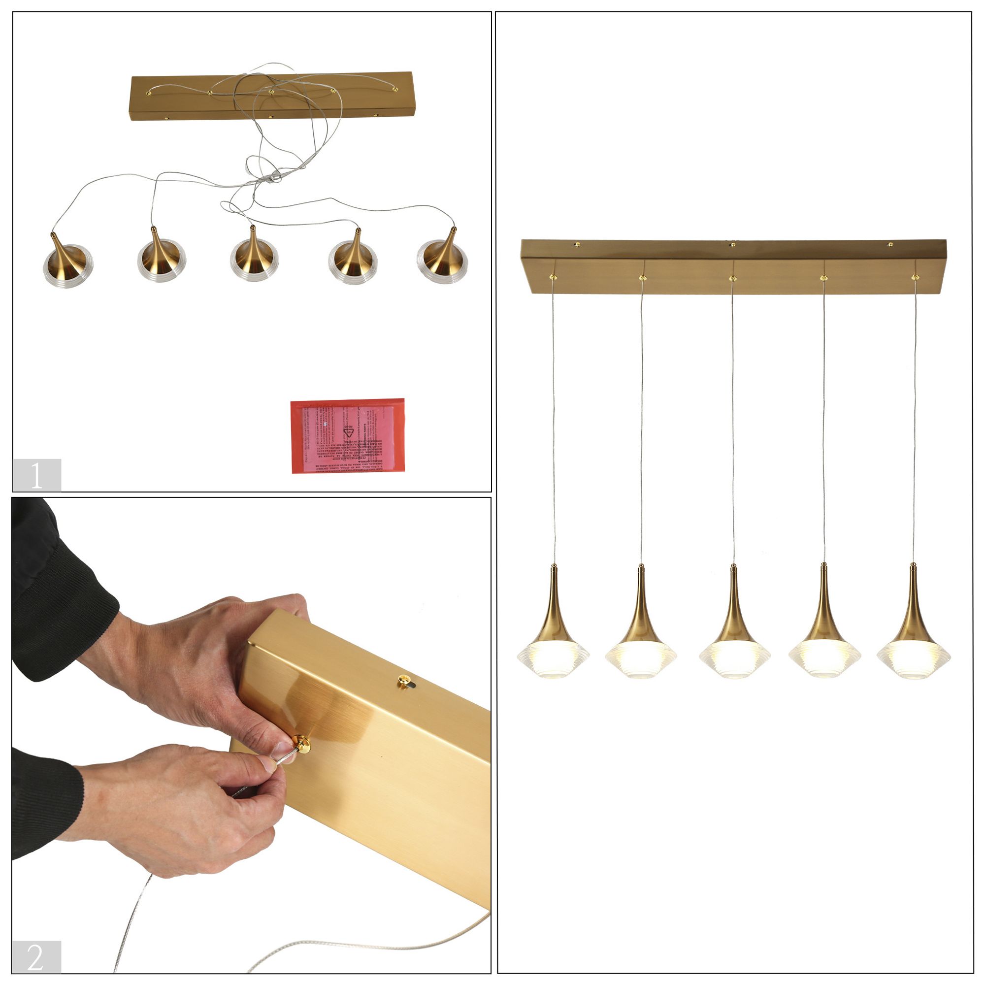 Rilistenica 5-Light LED Acrylic Island Pendant Light