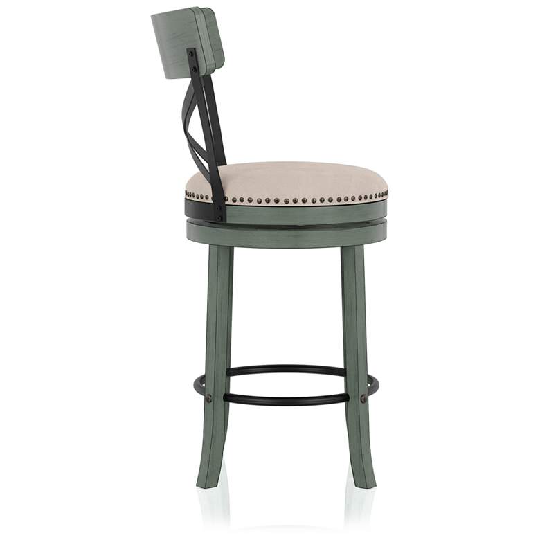 Image 4 Rilly 26 1/2 inch Cream and Green Swivel Counter Stools Set of 2 more views