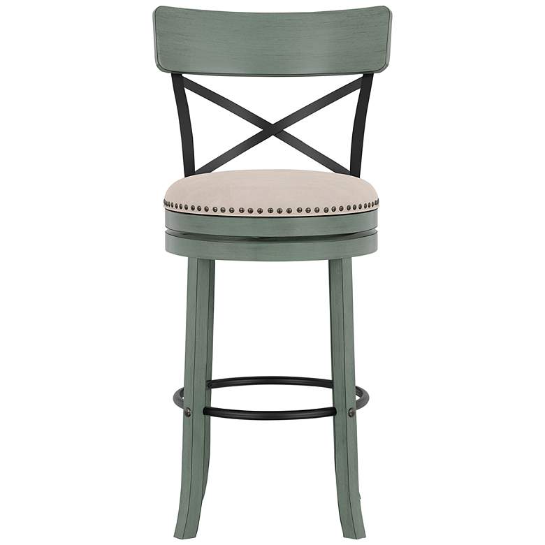 Image 2 Rilly 30 1/2 inch Cream and Green Swivel Bar Stools Set of 2 more views