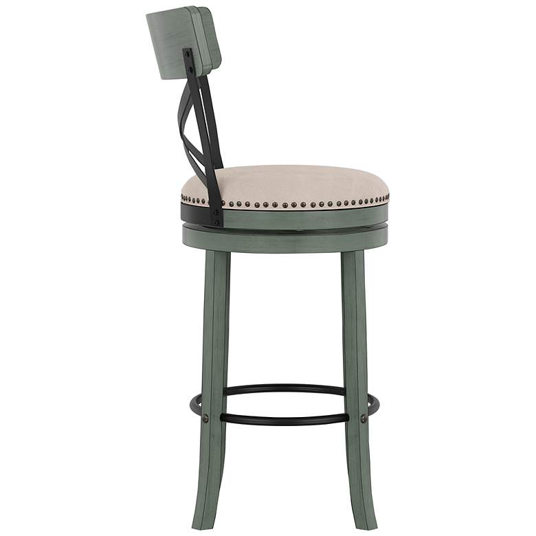 Image 3 Rilly 30 1/2 inch Cream and Green Swivel Bar Stools Set of 2 more views